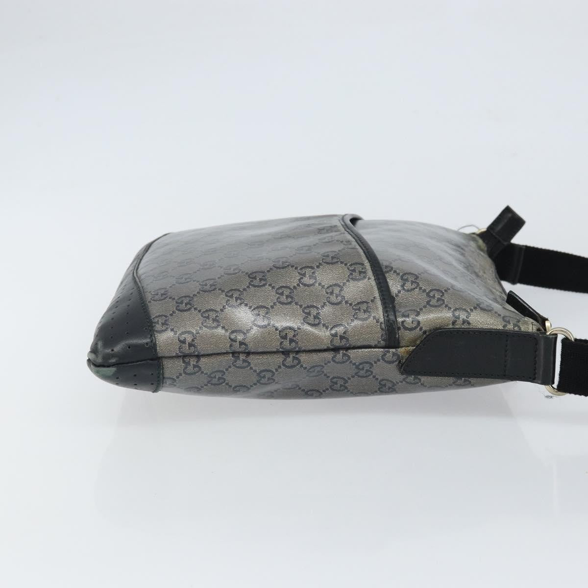 Gucci Zip Messenger Bag Gg Canvas With Perforated Leather Navy Canvas Shoulder Bag Bag (Pre-Loved)