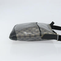 Gucci Zip Messenger Bag Gg Canvas With Perforated Leather Navy Canvas Shoulder Bag Bag (Pre-Loved)