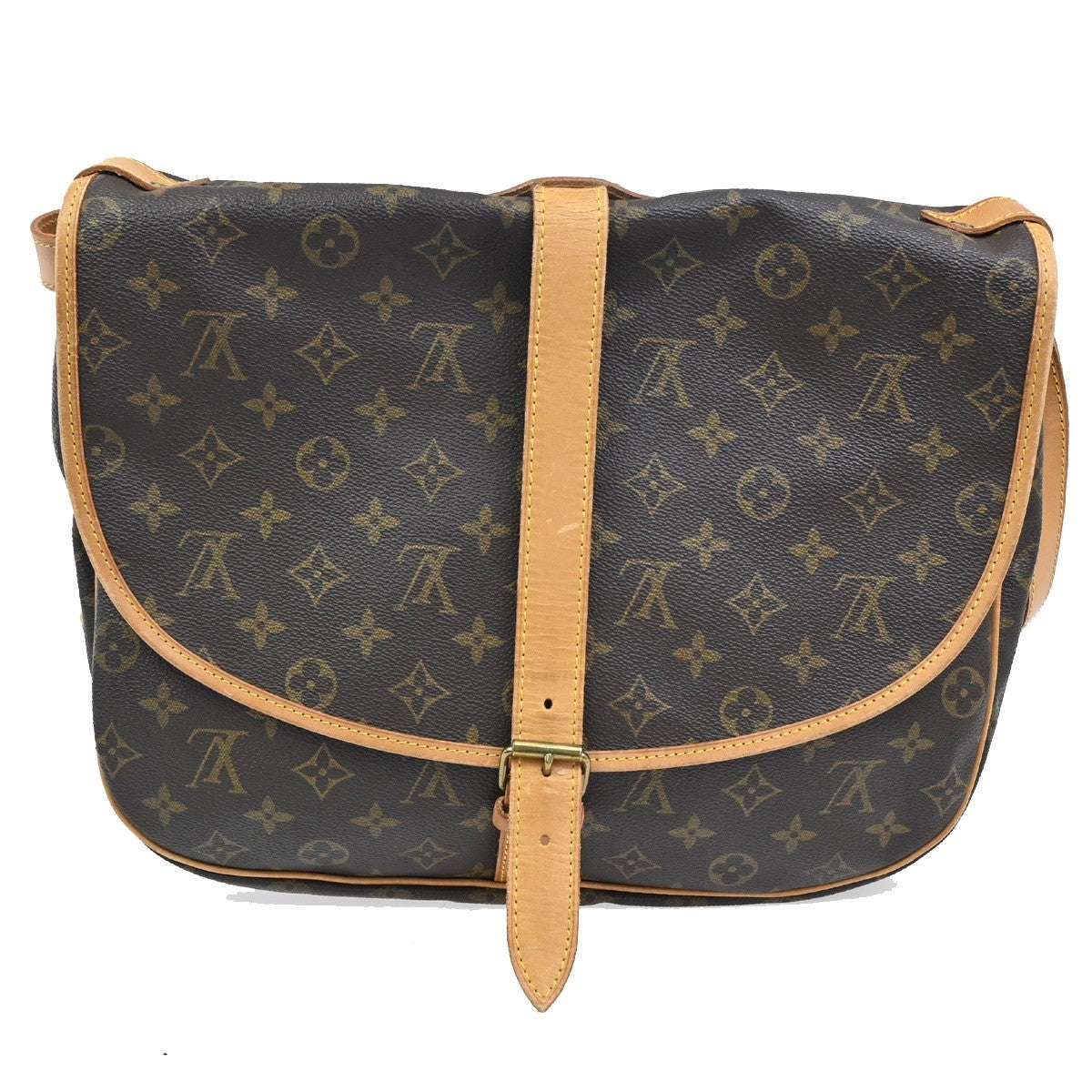 Louis Vuitton Saumur Handbag Monogram Canvas Brown Canvas Shoulder Bag Bag (Pre-Loved)