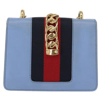 Gucci Sylvie Chain Shoulder Bag Leather Blue Leather Shoulder Bag Bag (Pre-Loved)