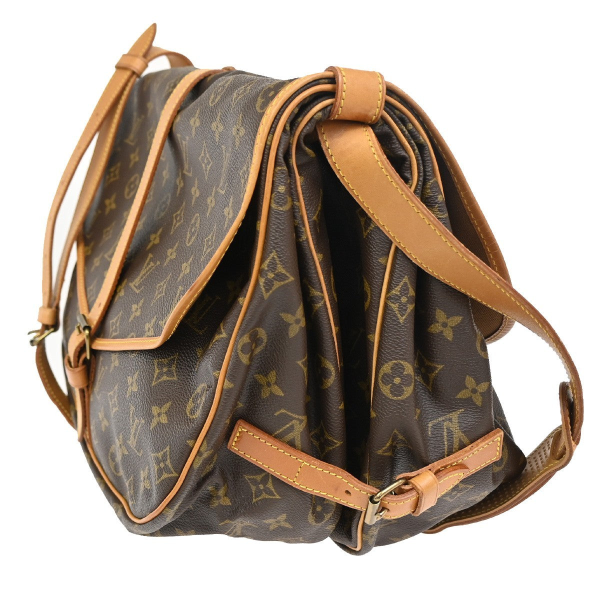Louis Vuitton Saumur Handbag Monogram Canvas Brown Canvas Shoulder Bag Bag (Authentic Pre-Loved)