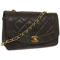 Chanel Vintage Diana Flap Bag Quilted Lambskin Black Leather Shoulder Bag Bag (Authentic Pre-Loved)