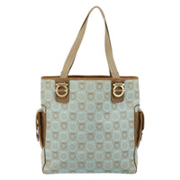 Salvatore Ferragamo Gancini Tote Gancini Canvas Blue Canvas Tote Bag Bag (Authentic Pre-Loved)