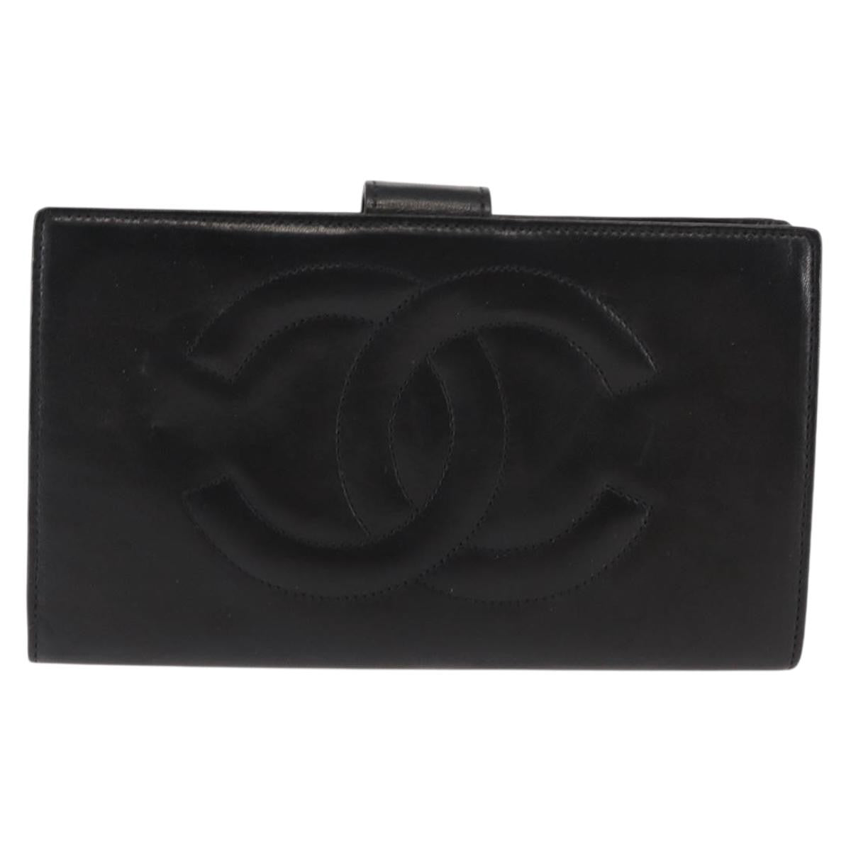 Chanel Timeless Cc French Wallet Leather Black Leather Wallets Accessory (Pre-Loved)