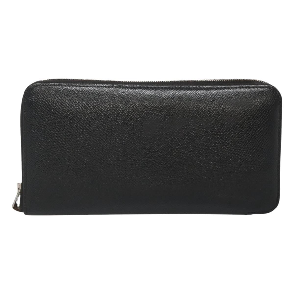 Hermes Azap Zip Around Wallet Silk'in Epsom Black Leather Wallets Accessory (Authentic Pre-Loved)