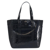 Prada Vintage Tote Tessuto With Leather Black Patent_Leather Tote Bag Bag (Authentic Pre-Loved)