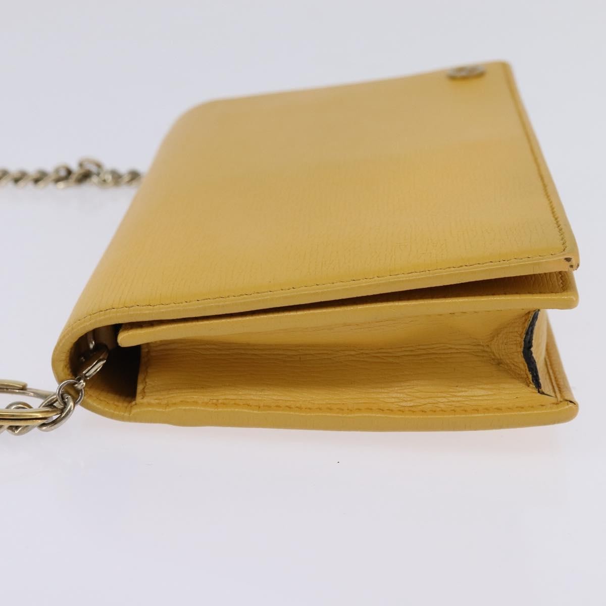 Gucci Betty Chain Wallet Leather Yellow Leather Clutche & Pouche