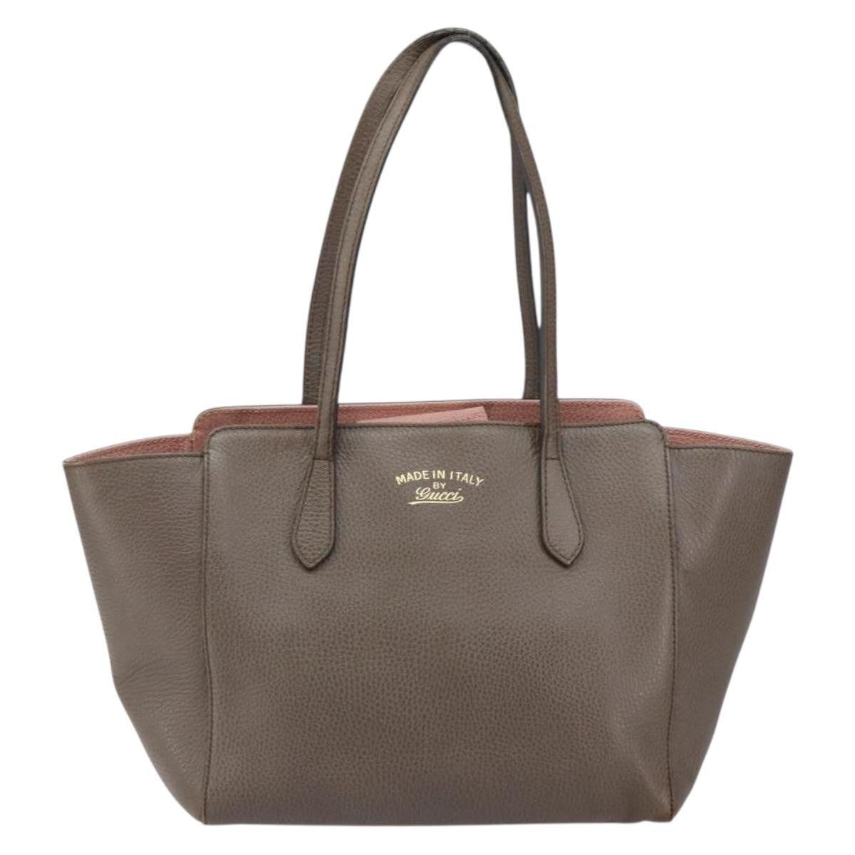 Gucci Swing Tote Leather Gray Leather Tote Bag Bag (Pre-Loved)