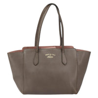 Gucci Swing Tote Leather Gray Leather Tote Bag Bag (Pre-Loved)