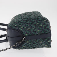 Chanel Convertible Chain Bowler Bag Woven Calfskin Green Leather Handbag (Authentic Pre-Loved)