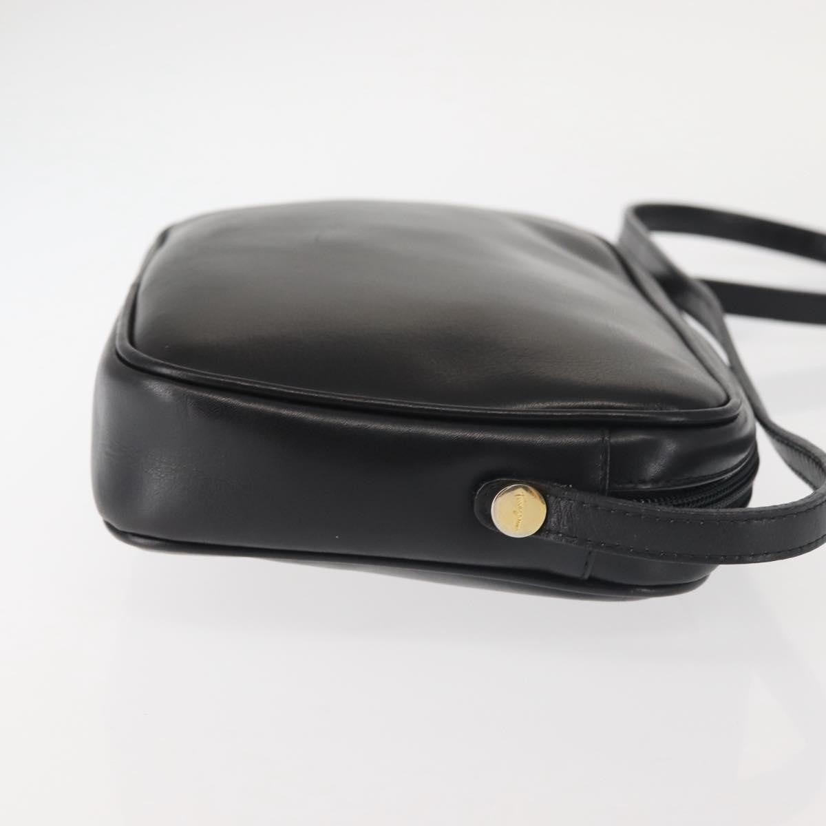 Salvatore Ferragamo Vala Shoulder Bag Leather Black Leather Shoulder Bag Bag (Authentic Pre-Loved)