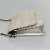 Chanel Travel Line Wallet On Chain Quilted Nylon Silver Nylon Bag (Authentic Pre-Loved)