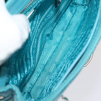 Prada Pushlock Chain Flap Bag Quilted Tessuto Turquoise Nylon Shoulder Bag Bag (Pre-Loved)