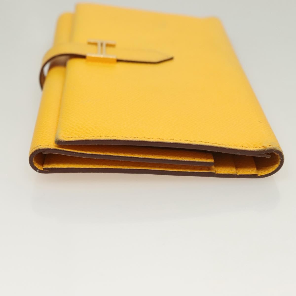 Hermes Bearn Wallet Epsom Yellow Leather Wallets Accessory (Pre-Loved)