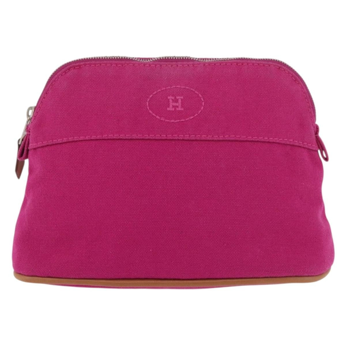 Hermes Bolide Travel Pouch Canvas Pink Canvas Clutche & Pouche Bag (Authentic Pre-Loved)