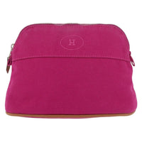 Hermes Bolide Travel Pouch Canvas Pink Canvas Clutche & Pouche Bag (Authentic Pre-Loved)