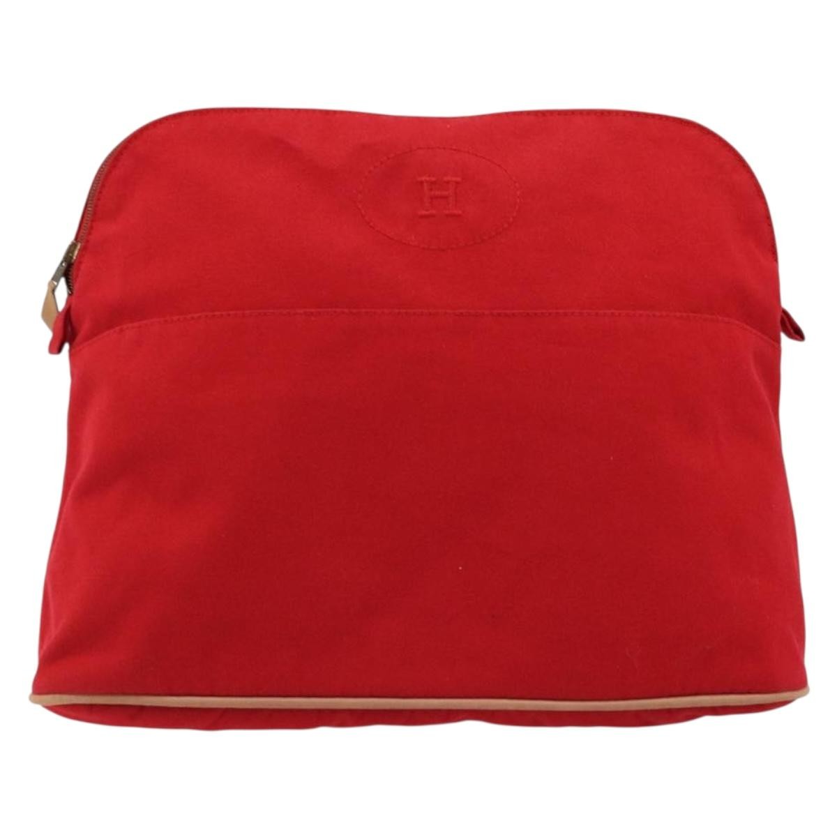 Hermes Bolide Pouch Canvas Red Canvas Clutche & Pouche Bag (Authentic Pre-Loved)