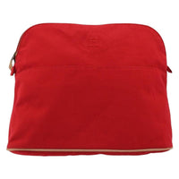 Hermes Bolide Pouch Canvas Red Canvas Clutche & Pouche Bag (Authentic Pre-Loved)