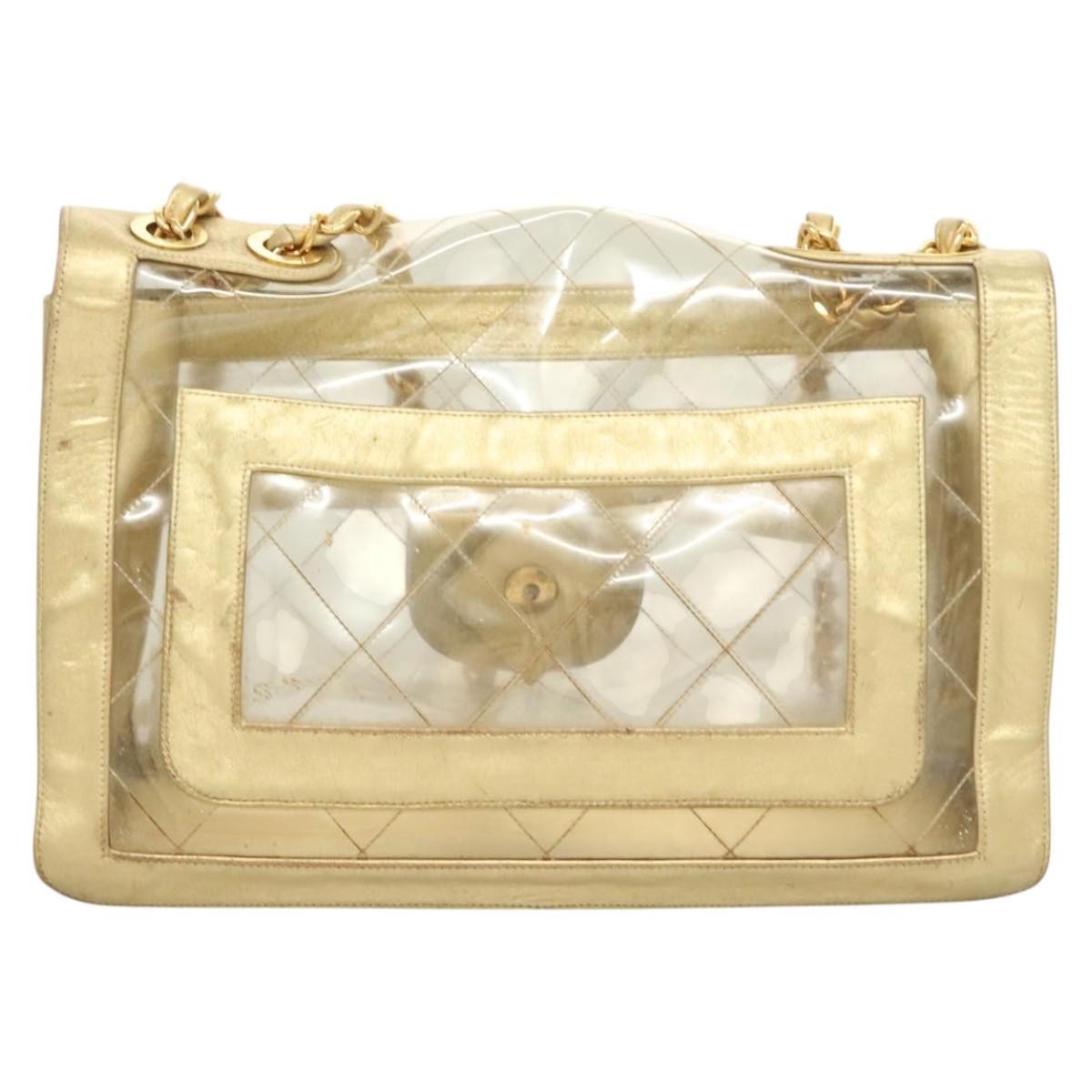 Chanel Classic Single Flap Bag Quilted Applique Vinyl Clear Vinyl Bag (Authentic Pre-Loved)