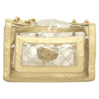 Chanel Classic Single Flap Bag Quilted Applique Vinyl Clear Vinyl Bag (Authentic Pre-Loved)