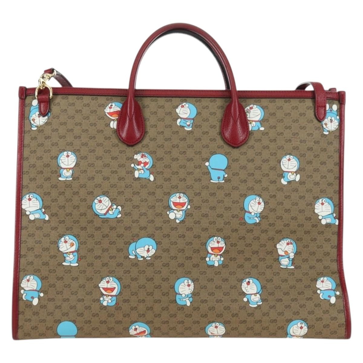 Gucci Doraemon Tote Printed Mini Gg Coated Canvas Beige Canvas Tote Bag Bag (Pre-Loved)