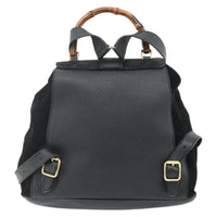 Gucci Vintage Bamboo Backpack Suede Black Suede Backpack Bag (Authentic Pre-Loved)