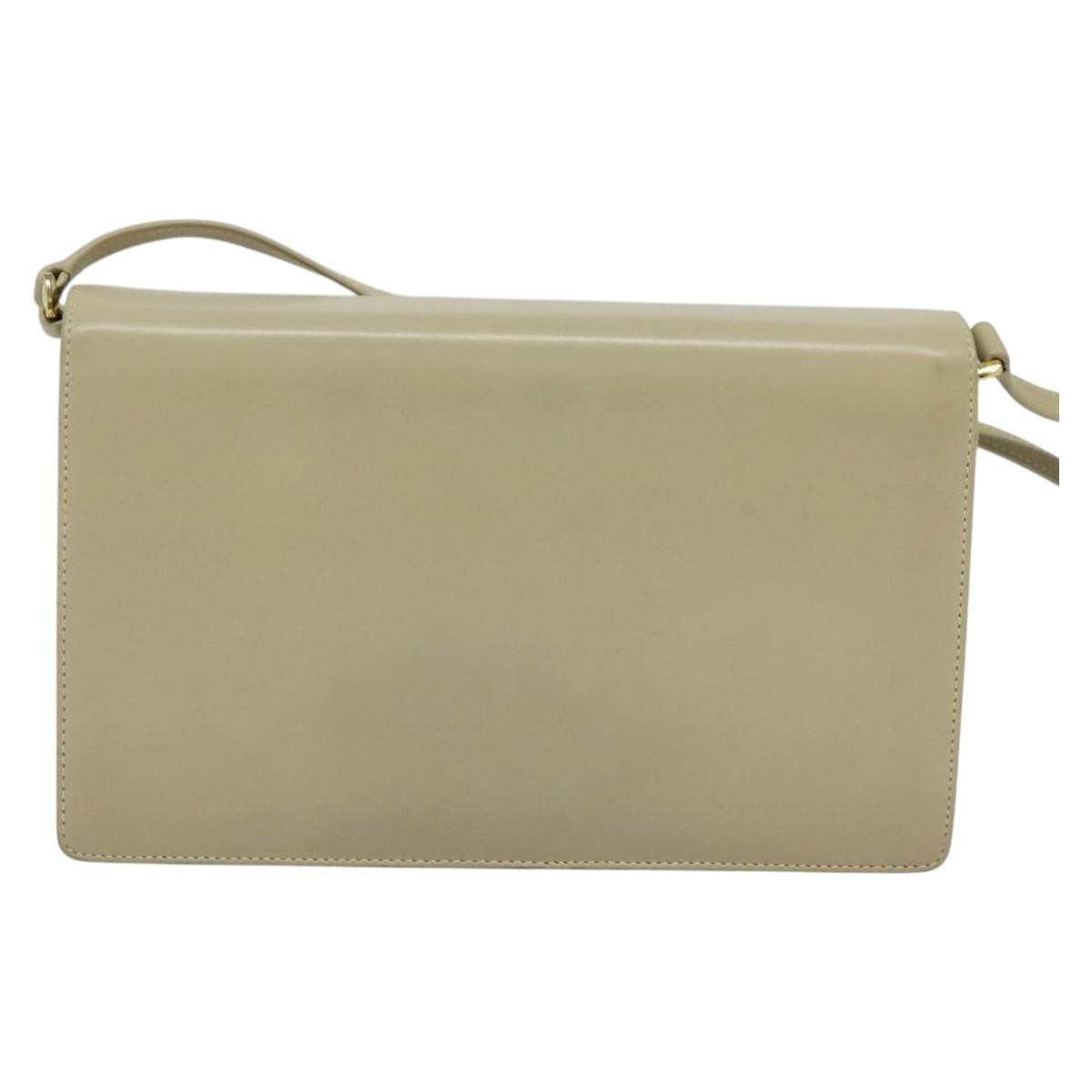 Gucci Vintage Interlocking G Flap Shoulder Bag Leather Beige Leather Shoulder Bag Bag (Pre-Loved)