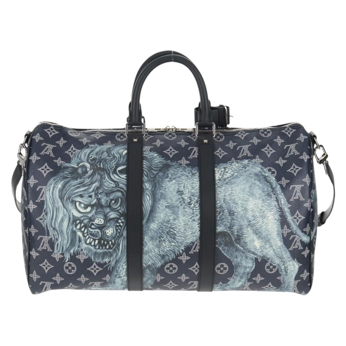 Louis Vuitton Keepall Bandouliere Bag Limited Edition Chapman Savane Monogram Canvas Navy Canvas Travel Bag Bag (Pre-Loved)