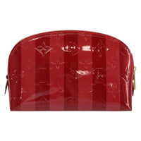 Louis Vuitton Cosmetic Pouch Limited Edition Monogram Vernis Rayures Red Patent_Leather Bag (Authentic Pre-Loved)