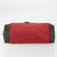 Gucci Gucci Original Zip Tote Gg Canvas With Leather Red Canvas Tote Bag Bag (Pre-Loved)