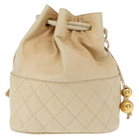 Chanel Gabrielle Drawstring Bag Quilted Calfskin Beige Leather Shoulder Bag Bag (Pre-Loved)
