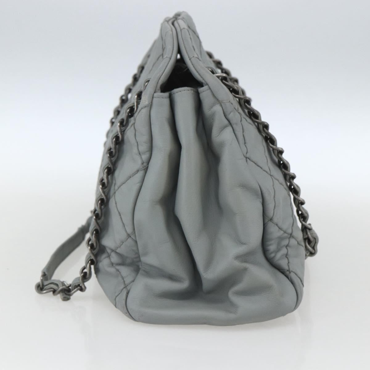 Chanel Just Mademoiselle Bag Quilted Leather Gray Leather Shoulder Bag Bag (Authentic Pre-Loved)
