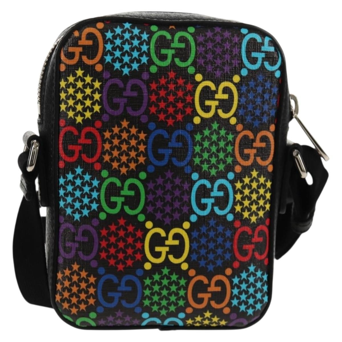 Gucci Front Zip Messenger Bag Psychedelic Print Gg Coated Canvas Multicolour Canvas Shoulder Bag Bag (Authentic Pre-Loved)