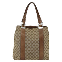 Gucci Bamboo Bar Tote Gg Canvas Beige Canvas Tote Bag Bag (Authentic Pre-Loved)
