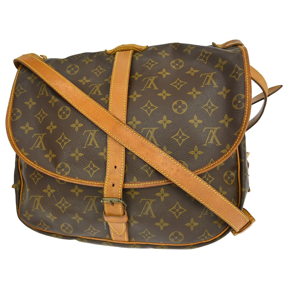 Louis Vuitton Louis Vuitton Saumur Handbag Monogram Canvas Brown Canvas Shoulder Bag Bag (Authentic Pre-Loved)