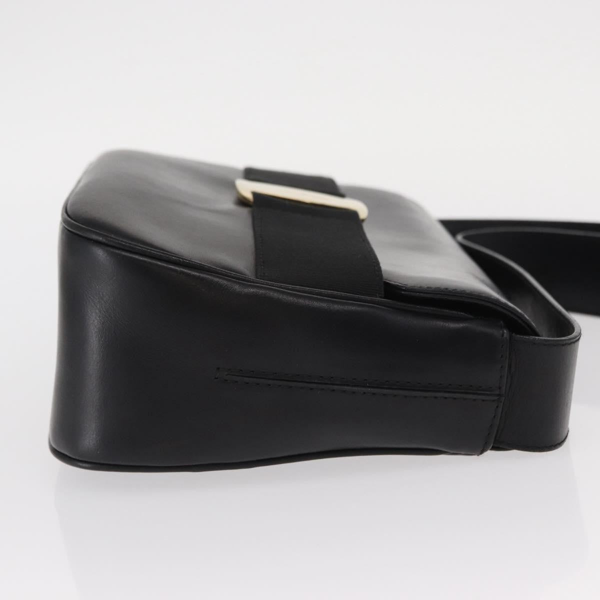 Salvatore Ferragamo Vala Shoulder Bag Leather Black Leather Shoulder Bag Bag (Authentic Pre-Loved)