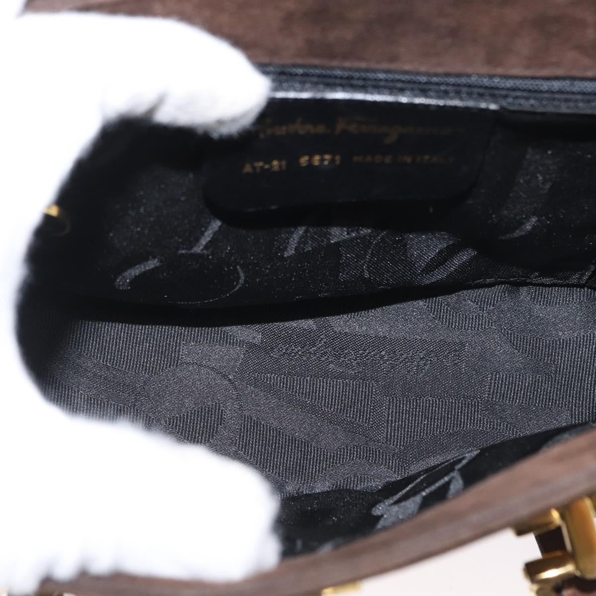 Salvatore Ferragamo Gancini Handbag Suede Brown Suede Shoulder Bag Bag (Authentic Pre-Loved)