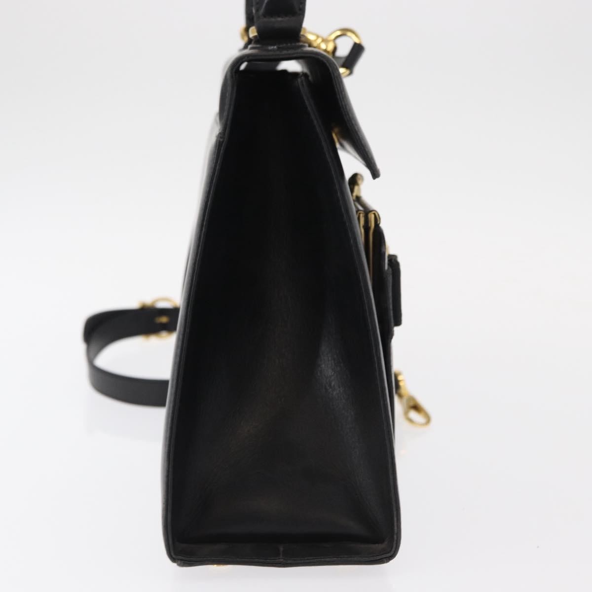 Salvatore Ferragamo Vintage Vara Bow Top Handle Bag Leather Black Leather Shoulder Bag Bag (Pre-Loved)