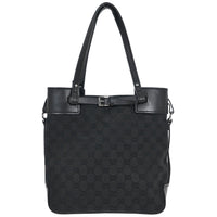 Gucci Belted Bucket Tote Gg Canvas With Leather Black Canvas Tote Bag Bag (Authentic Pre-Loved)