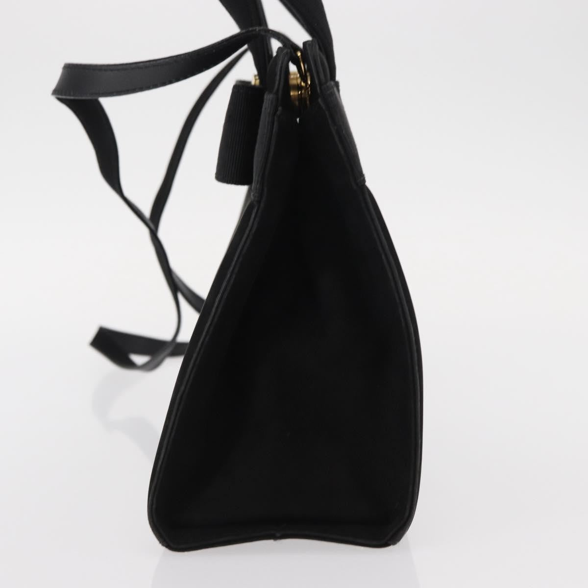 Salvatore Ferragamo Convertible Vara Bow Tote Suede Black Suede Handbag (Authentic Pre-Loved)