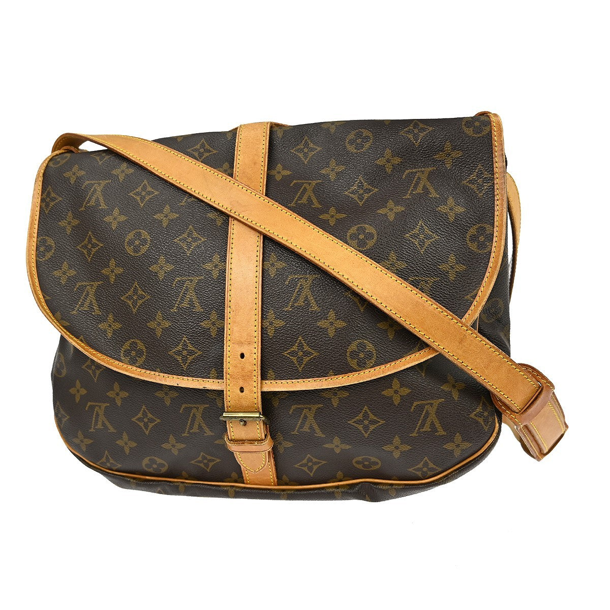 Louis Vuitton Saumur Handbag Monogram Canvas Brown Canvas Shoulder Bag Bag (Authentic Pre-Loved)