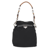 Prada Double Pocket Drawstring Shoulder Bag Tessuto Black Nylon Shoulder Bag Bag (Authentic Pre-Loved)