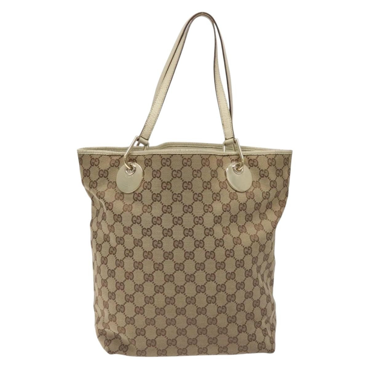 Gucci Gg Canvas Bag Canvas Beige Canvas Tote Bag Bag (Pre-Loved)