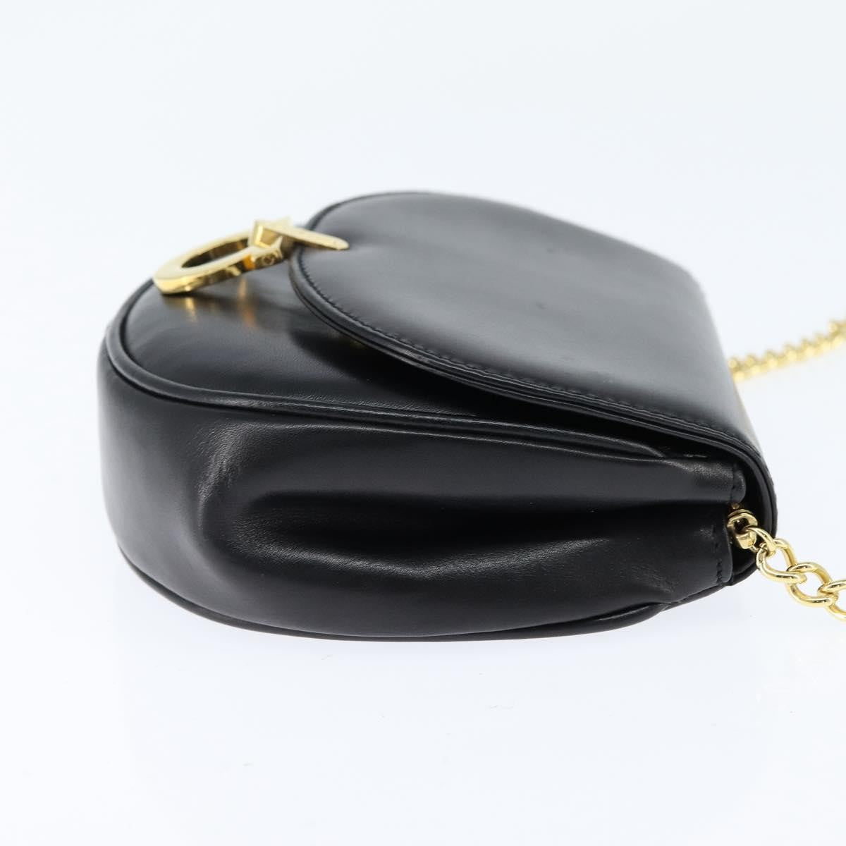 Salvatore Ferragamo Gancini Chain Shoulder Bag Leather Black Leather Shoulder Bag Bag (Authentic Pre-Loved)