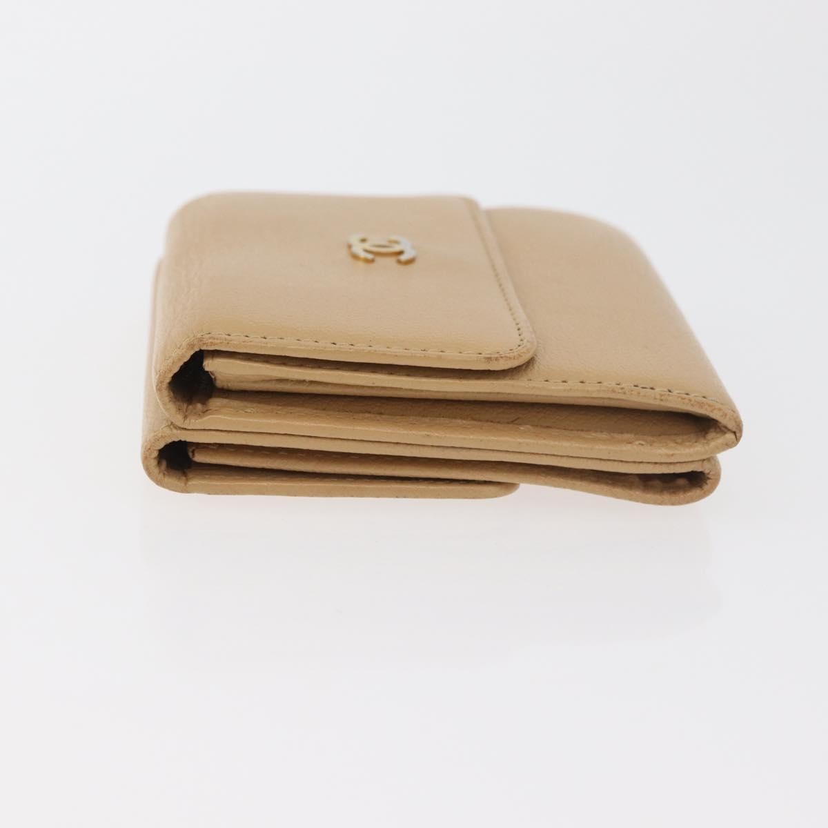 Chanel Cc Trifold Wallet Leather Beige Leather Wallets Accessory (Pre-Loved)