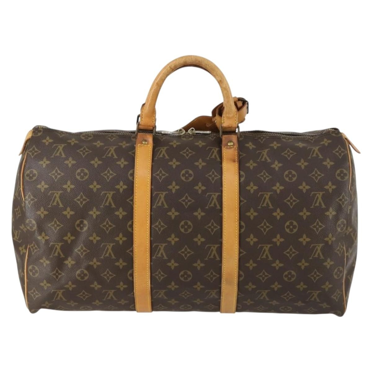 Louis Vuitton Keepall Bag Monogram Canvas Brown Canvas Travel Bag Bag (Authentic Pre-Loved)