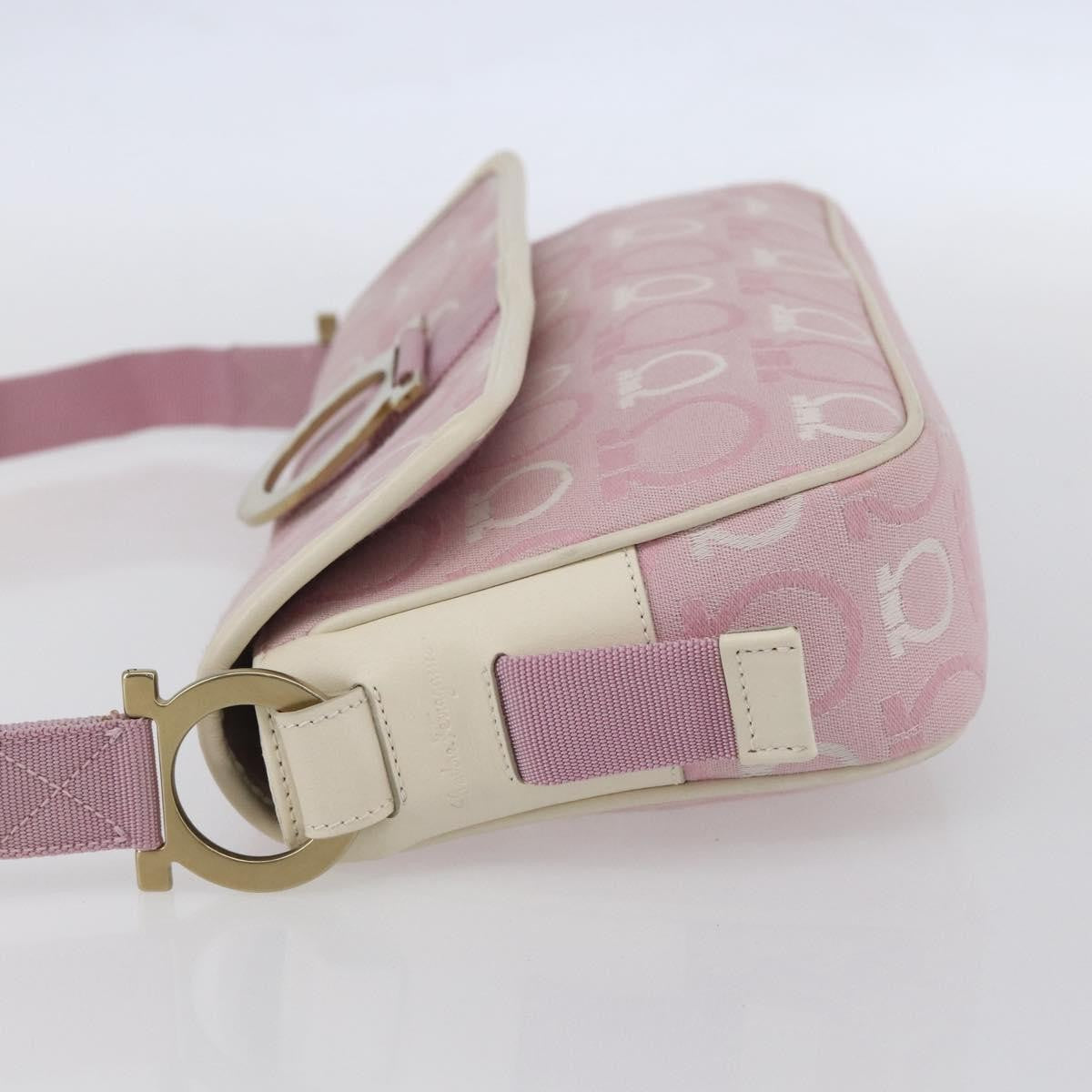 Salvatore Ferragamo Gancini Shoulder Bag Canvas Pink Canvas Shoulder Bag Bag (Authentic Pre-Loved)
