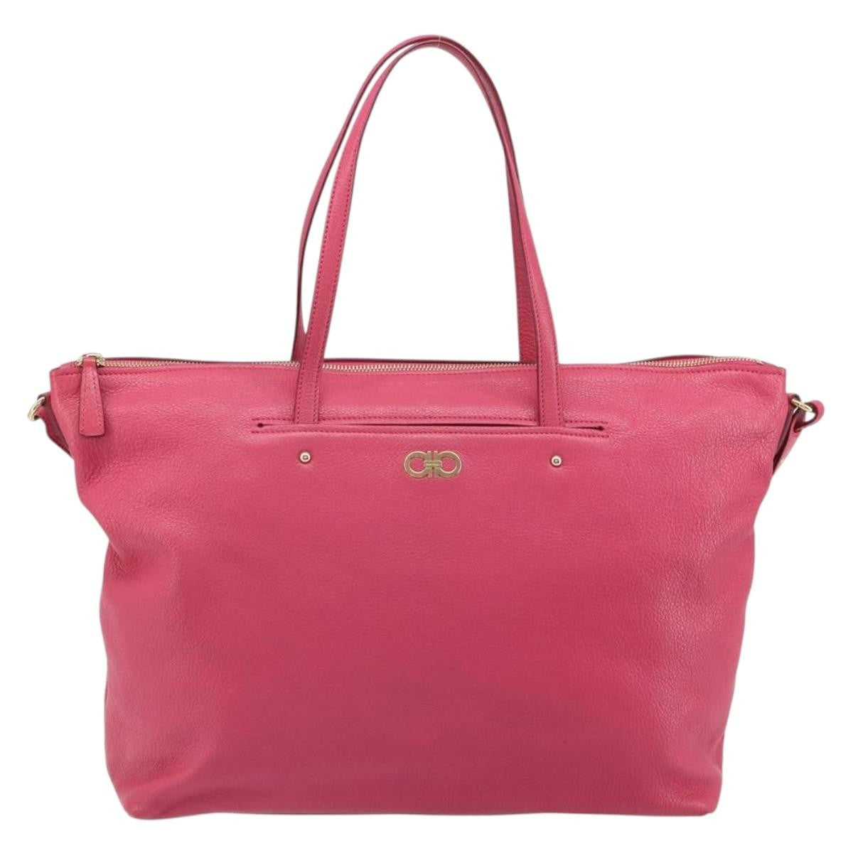 Salvatore Ferragamo Gancini Tote Leather Pink Leather Tote Bag Bag (Pre-Loved)