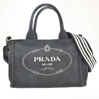 Prada Canapa Convertible Tote Canvas Black Canvas Tote Bag Bag (Authentic Pre-Loved)