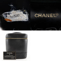Chanel Vintage Cosmetic Case Leather Black Leather Clutche & Pouche Bag (Pre-Loved)